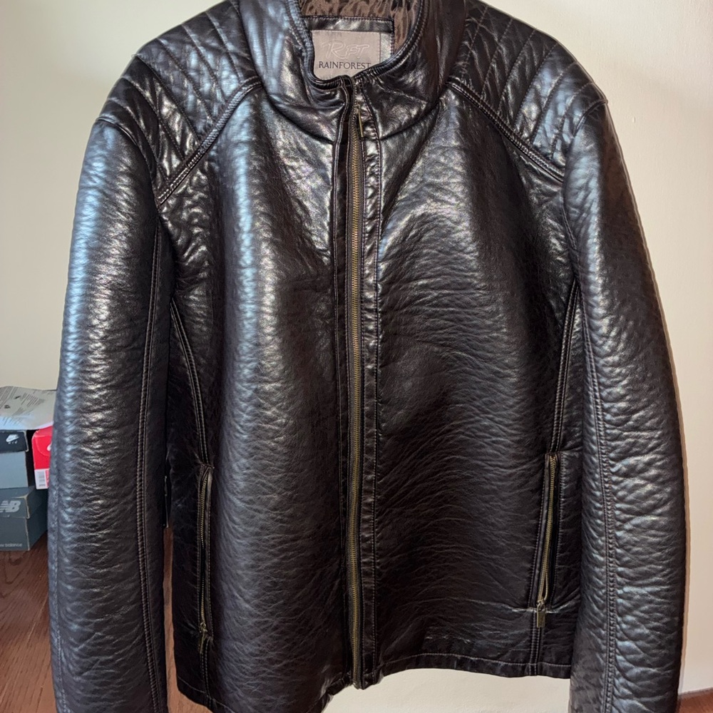 Rainforest Men's Dark Brown Leather Bomber Jacket